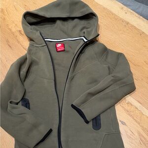 Nike Tech Kids Olive Green Hooded Zip Jacket